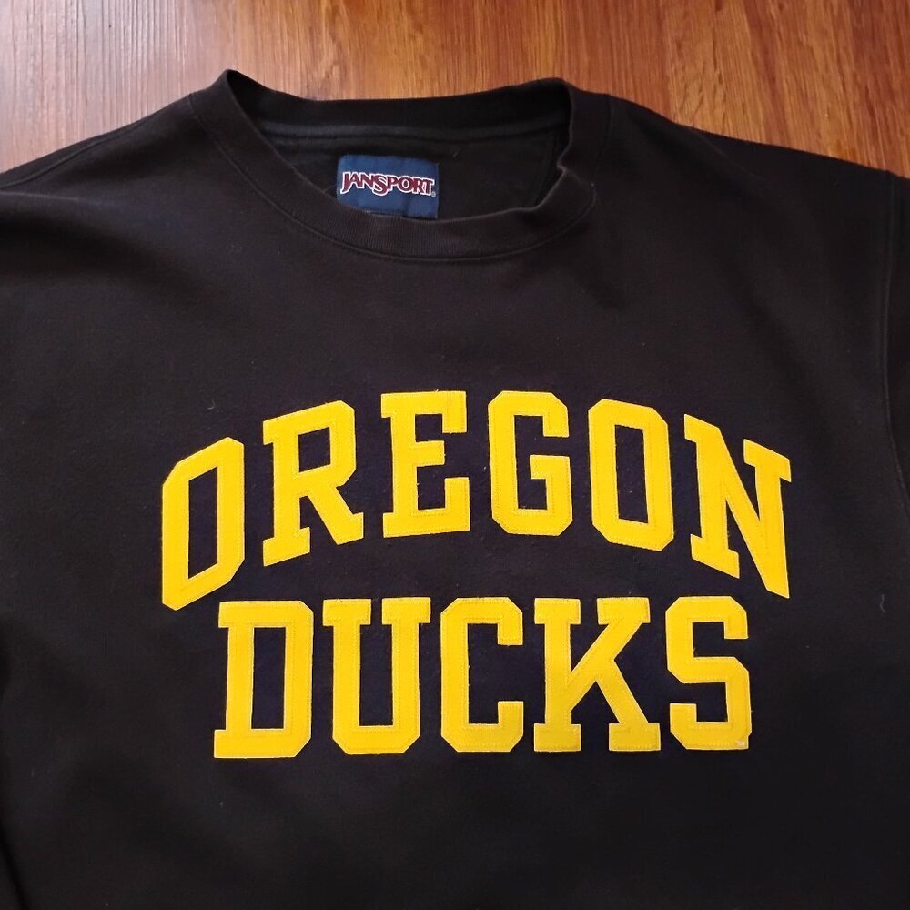 Vintage Jansport Oregon Ducks Spell Out Embroidered Crewneck Sweatshirt